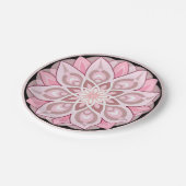 ピンク、白、黒のエッジパターン ペーパープレート (アングル)