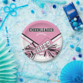 ピンク、白、黒のチアリーダー ペーパープレート (パーティー)