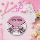 ピンク、白、黒のチアリーダー ペーパープレート (パーティー)