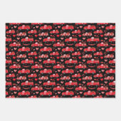 ピンク、白、黒のバレンタインデック ラッピングペーパーシート (正面3)