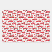 ピンク、白、黒のバレンタインデック ラッピングペーパーシート (正面2)