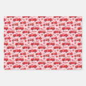 ピンク、白、黒のバレンタインデック ラッピングペーパーシート (正面)