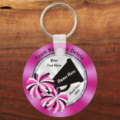 ピンク、白、黒のパーソナライズされた応援キーホルダー キーホルダー (正面)