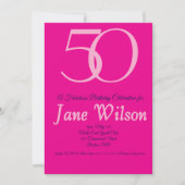 ピンク・白・黒の50歳の誕生日招待状 招待状 (正面)