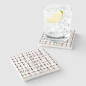 ピンク 白 黒 ストライプ ストーンコースター (横)