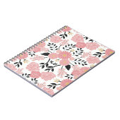 ピンク、白、黒、青、黄色のエレガントフローラ ノートブック (左側)