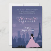 ピンク&石板ブルーパリスファイアキンセアニラ 招待状 (正面)