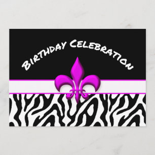 ピンク(紋章の)フラ・ダ・リゼブラパターン誕生日 招待状