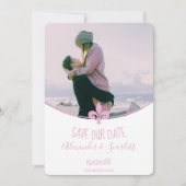 ピンク(紋章の)フラ・ダ・リフォトセーブ・ザ・デート案内 案内状 (正面)