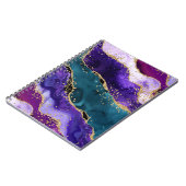 ピンク、紫とティール(緑がかった色)グリッターピーコックアゲート ノートブック (左側)