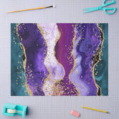 ピンク、紫とティール（緑がかった色）グリッターピーコックアゲート 薄葉紙 (クラフト)