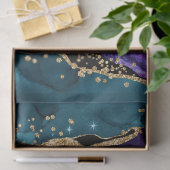 ピンク、紫とティール（緑がかった色）グリッターピーコックアゲート 薄葉紙 (ギフト)