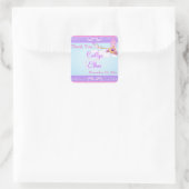 ピンク、紫のおとぎ話の結婚式の好意ステッカー2 スクエアシール (バッグ)