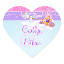 ピンク、紫のおとぎ話結婚式の引き出物シール