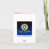 ピンク、紫のフローラ結合ハートサンキューカード サンキューカード (裏面)