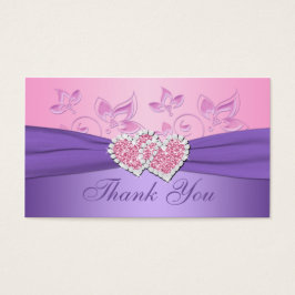 ピンク、紫のフローラ結合ハートメッセージカード