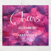 ピンク – 紫の水色のワきらめくインラベル スパークリングワインラベル (シングルラベル)