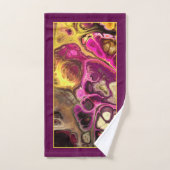 ピンク、紫の絞り染め大理石のパターンとモノグラム バスタオルセット (ハンドタオル)