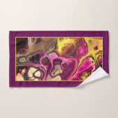 ピンク、紫の絞り染め大理石のパターンとモノグラム バスタオルセット (ハンドタオル)