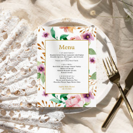 ピンク&紫バラ花赤ちゃんシャワーメニュー メニュー