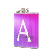 ピンク – 紫ブラシ仕上げ金属モノグラム名 フラスク (左)