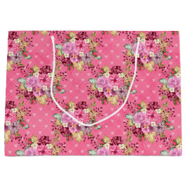 ピンク&紫秋秋花 ラージペーパーバッグ