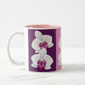 ピンク、紫色およびチョコレート色の蘭-マグ ツートーンマグカップ (左)