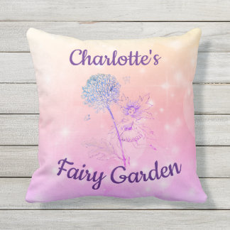 ピンク/紫色のきらめくヴィンテージの花の妖精の庭 アウトドアクッション