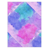 ピンク、紫色、ティール(緑がかった色)および青い水彩画の汚れ テーブルクロス (正面)