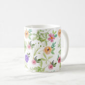 ピンク 紫色 黄色 花 フラワー コーヒーマグカップ (正面右)