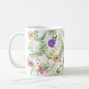 ピンク 紫色 黄色 花 フラワー コーヒーマグカップ
