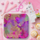 ピンク、紫、および金ゴールドの大理石紙プレート ペーパープレート (パーティー)