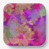 ピンク、紫、および金ゴールドの大理石紙プレート ペーパープレート (正面)