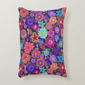 ピンク、紫、アクアボホスタイル花 アクセントクッション (正面(垂直))