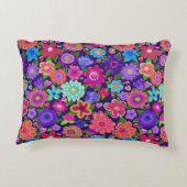 ピンク、紫、アクアボホスタイル花 アクセントクッション (裏面)
