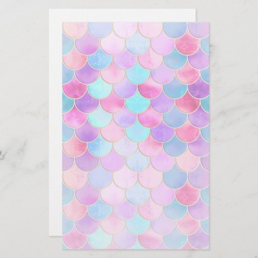 ピンク、紫、アクアマーメイドスケールパターン (正面/裏面)