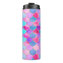 ピンク、紫、アクアマーメイドスケールパターン
