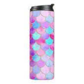 ピンク、紫、アクアマーメイドスケールパターン タンブラー (回転左)