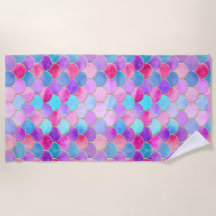 ピンク、紫、アクアマーメイドスケールパターン