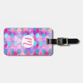 ピンク、紫、アクアマーメイドスケールパターン ラゲッジタグ