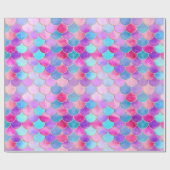 ピンク、紫、アクアマーメイドスケールパターン ラッピングペーパー (フラット)