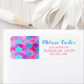 ピンク、紫、アクアマーメイドスケールパターン ラベル (インサイチュ)