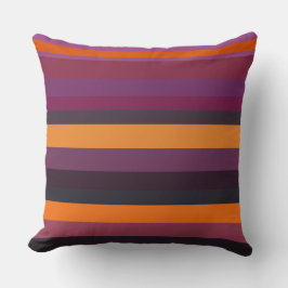 ピンク、紫、オレンジのストライプ クッション