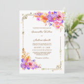 ピンク、紫、オレンジ結婚色 招待状 (スタンド正面)