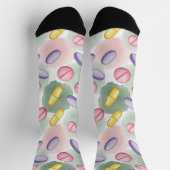 ピンク、紫、グレーの水彩薬用靴下 ソックス (上部)