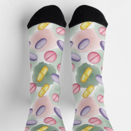 ピンク、紫、グレーの水彩薬用靴下 ソックス