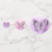 ピンク、紫、ティール（緑がかった色）蝶パーティー紙吹雪 コンフェッティ (裏面)