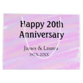 ピンク 紫 パステルカラー 名前 20周年記念日 ラージペーパーバッグ (裏面)
