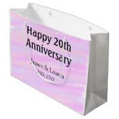 ピンク 紫 パステルカラー 名前 20周年記念日 ラージペーパーバッグ (裏面アングル)