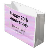 ピンク 紫 パステルカラー 名前 20周年記念日 ラージペーパーバッグ (正面アングル)